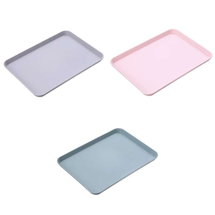3 Pcs Nordic Rectangular Tea Tray Plastic Storage Tray Home Small