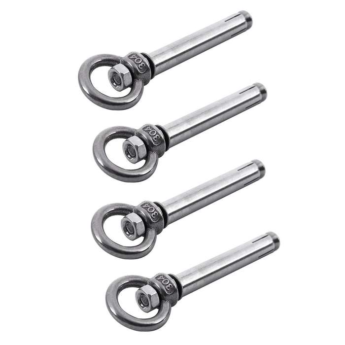 4pcs Stainless Steel Raw Style Shield Anchor Eye Bolts M6 X 82mm
