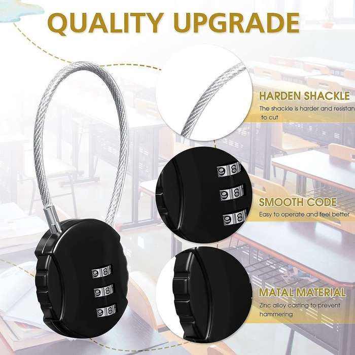 4 Pieces 3 Digit Padlock for School Gym Locker, Sports Locker, Fence