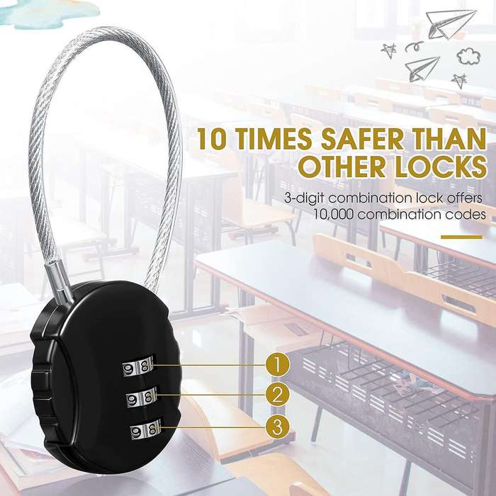 4 Pieces 3 Digit Padlock for School Gym Locker, Sports Locker, Fence