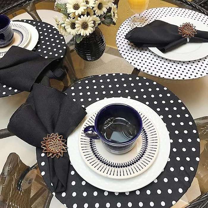 Rattan Napkin Rings Set Of 6, Handmade Woven Vintage Napkin Ring