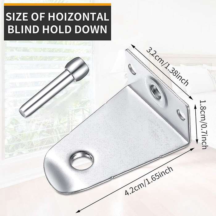 Metal Hold Down Brackets and Pins, for Horizontal Blind Shades Window