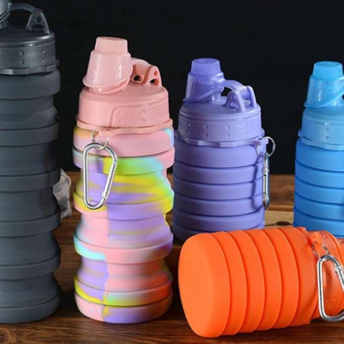 500ml Portable Retractable Silicone Bottle Folding Water Bottle ,b
