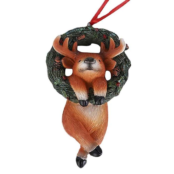 1pcs Christmas Small Animal Wreath Swing Ornament with String A