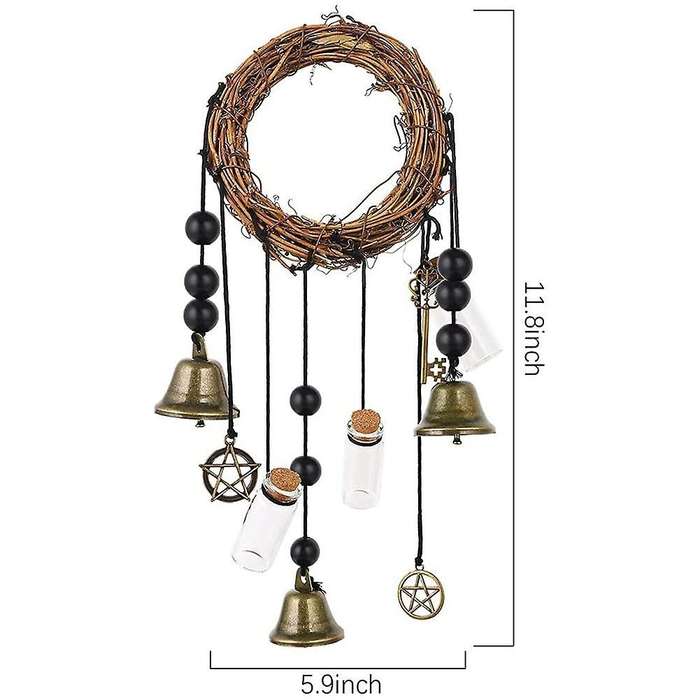 Witch Bells Wreath Handmade Wind Chimes Witch Rattan Bells