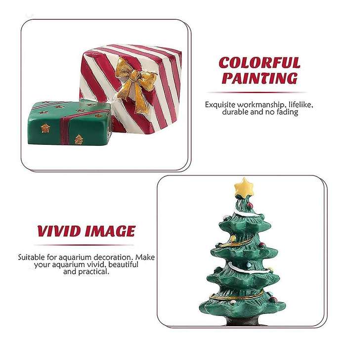Aquarium Decoration Xmas Tree Present Box for Fish Tank Supplies