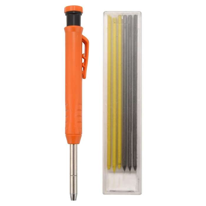 Carpenter Pencil Set with 7 Refill Leads, Built-in Sharpener,pencil A