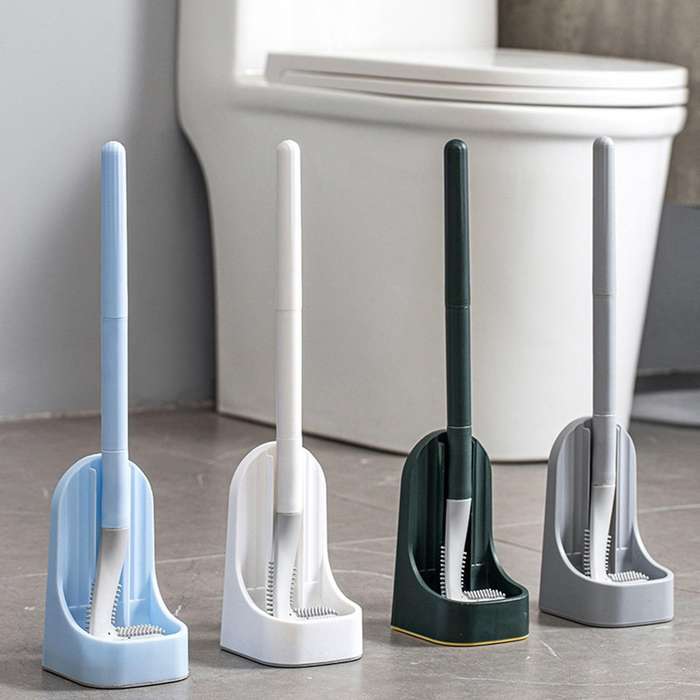Golf Silicone Long Handled Toilet Tpr Brushes with Holder Set ,grey