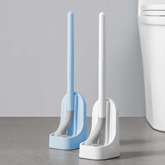 Golf Silicone Long Handled Toilet Tpr Brushes with Holder Set ,grey