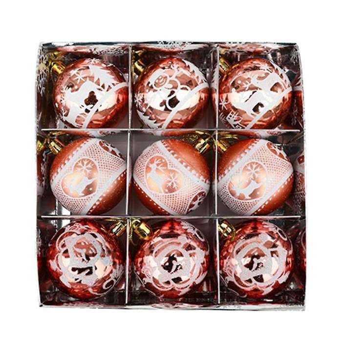 9pcs Christmas Balls Christmas Tree Decor Hanging for Home(rose Gold)