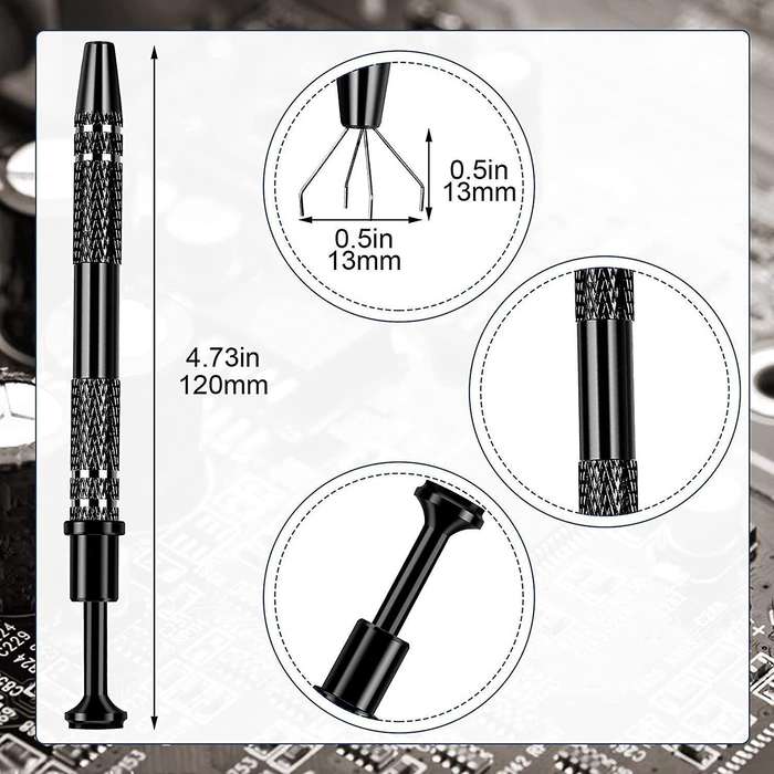 3 Pack 4-claw Pick Up Tool, for Ic Chip, Electronic Components, Black