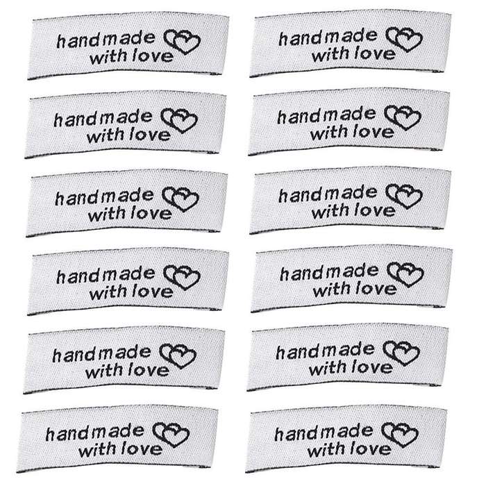 120pcs Cloth Labels Handmade Fold Tags Heart Pattern Hand Made Label