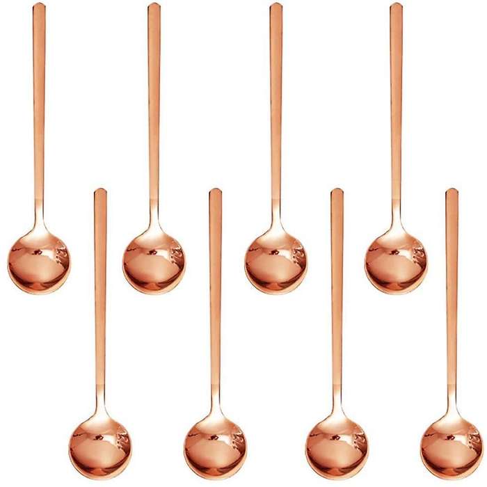 8pcs Rose Gold Plated Stainless Steel Espresso Spoons, Mini Teaspoons
