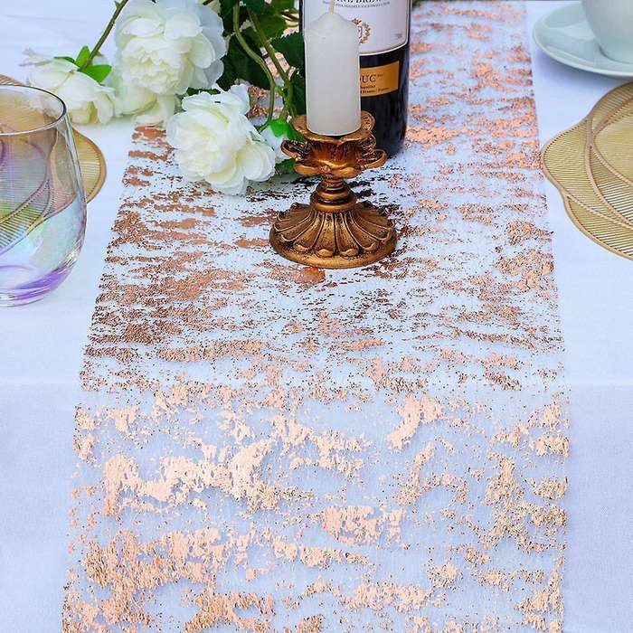 2 Pcs Rose Gold Table Runner, Sequin Glitter Foil Metallic 11x108inch