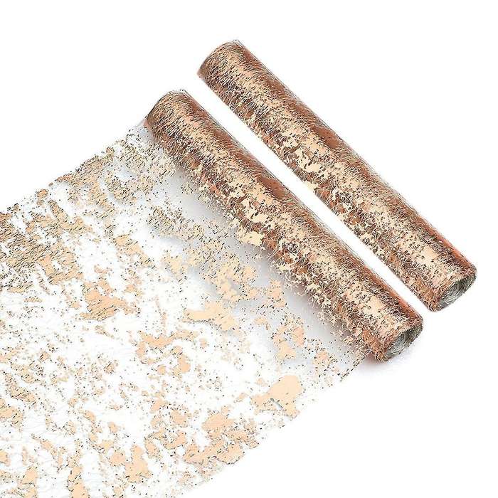 2 Pcs Rose Gold Table Runner, Sequin Glitter Foil Metallic 11x108inch