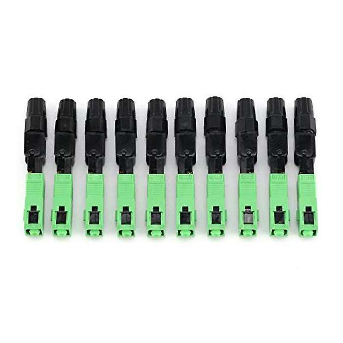 10pcs Sc/apc Component Fiber Optic Quick Connector-black + Green