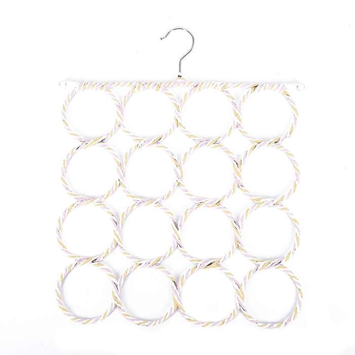 16 Holes Ring Rope Scarf Holder Hanger Shawl Storage Hook Rack