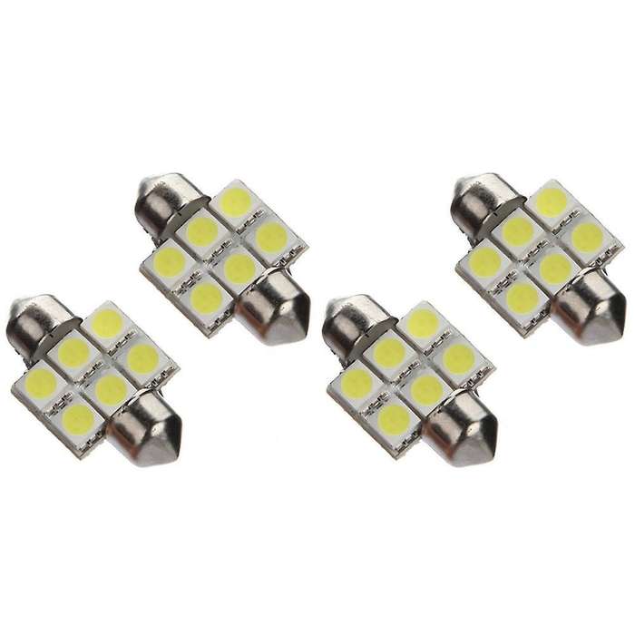 4x 31mm 6 Smd 5050 Led Car Interior C5w Super White Light Lamp Bulb