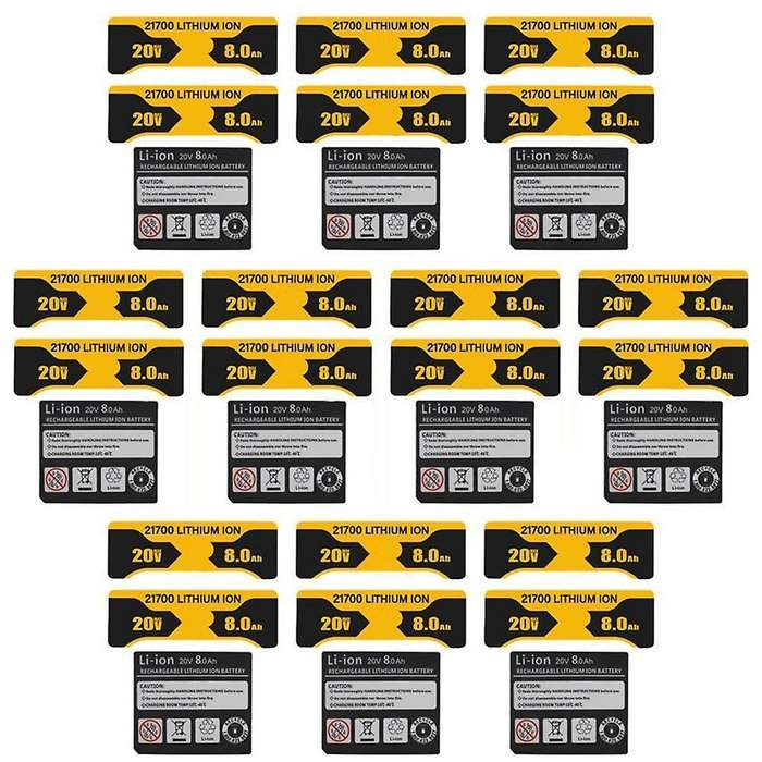 10 Pieces 10 X 21700 Li-ion Battery 8.0ah Sticker for Dewalt Battery