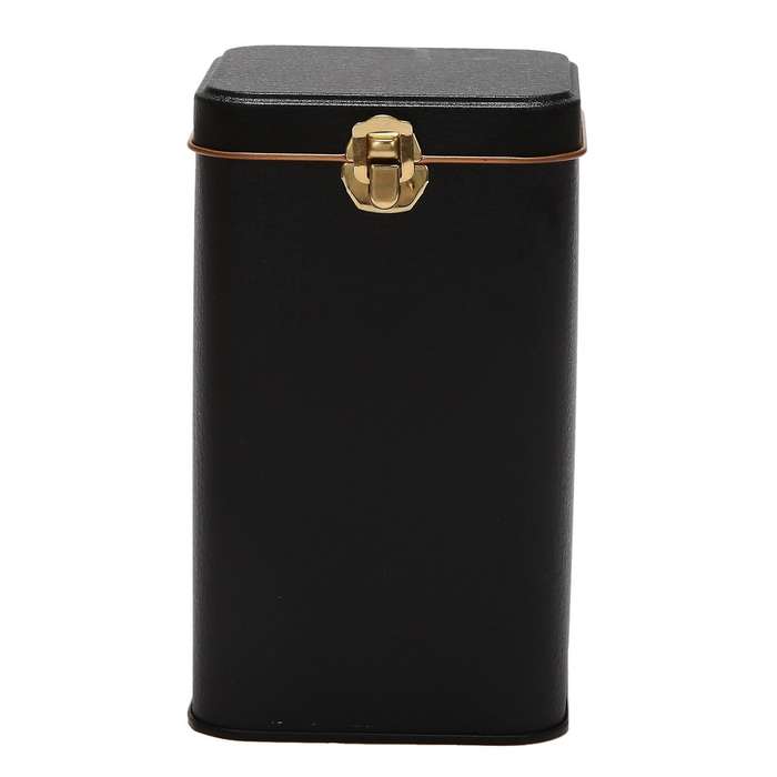 Metal Tea Cans High-grade Lock Tinplate Storage Box Tin Can Black