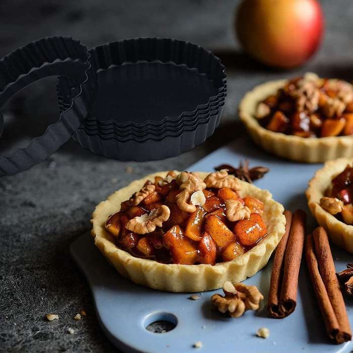 Tart Pan Set Of 6,small Non-stick 4-inch Quiche Pan Removable Bottom