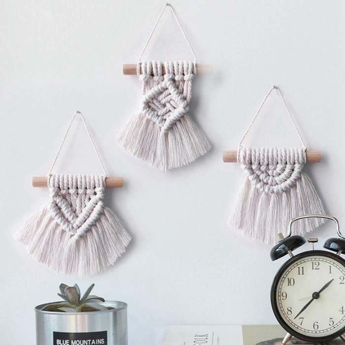 Handwoven Macrame Tapestry with Tassels Living Room Decorations