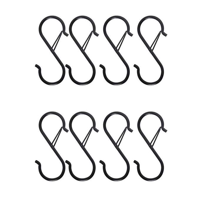8pcs S Hooks for Hanging for Kitchen Utensil and Closet Rod - Black