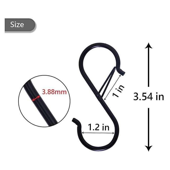 8pcs S Hooks for Hanging for Kitchen Utensil and Closet Rod - Black