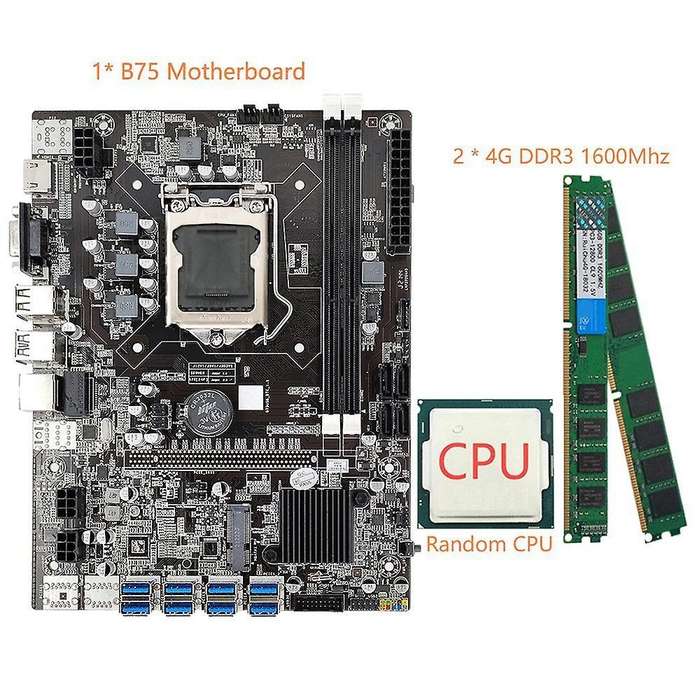 B75 Eth Mining Motherboard+cpu Support Ddr3 B75 Btc Miner Motherboard