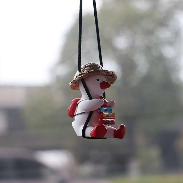Duck Car Hanging Ornament Cute Duck Rear View Mirror Hanging Pendant