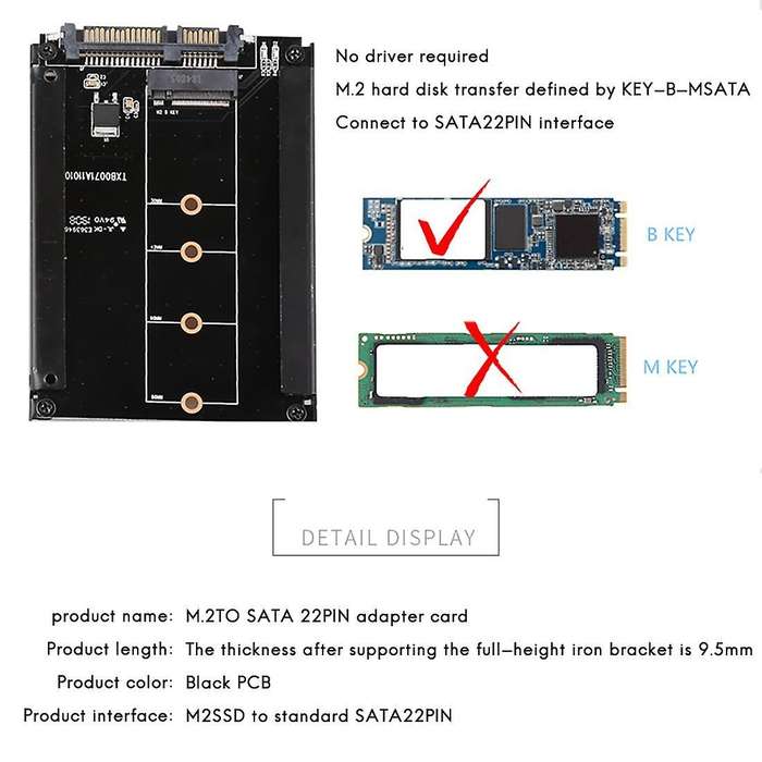 M.2 to Sata3.0 Expansion Card Ssd Interface Conversion Card