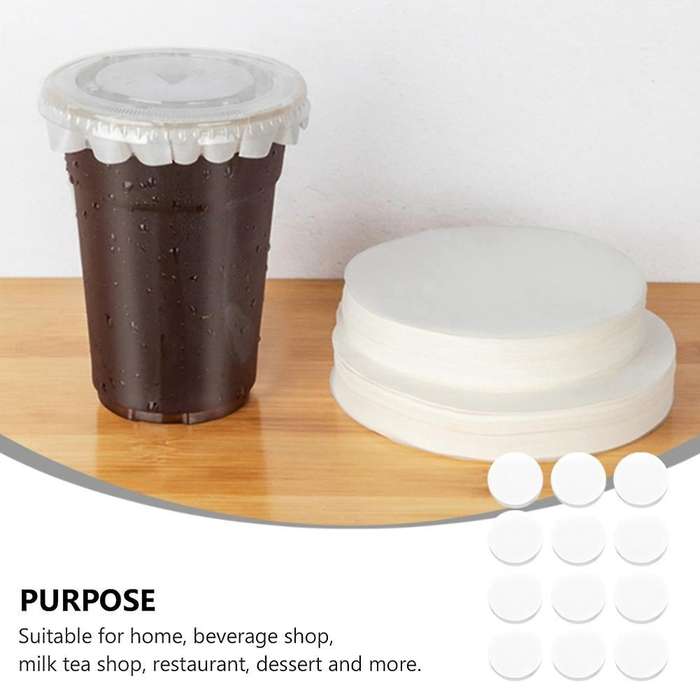 Round Shape Leak Proof Paper Film Milk Tea Sealing for 7-9.5cm Cup