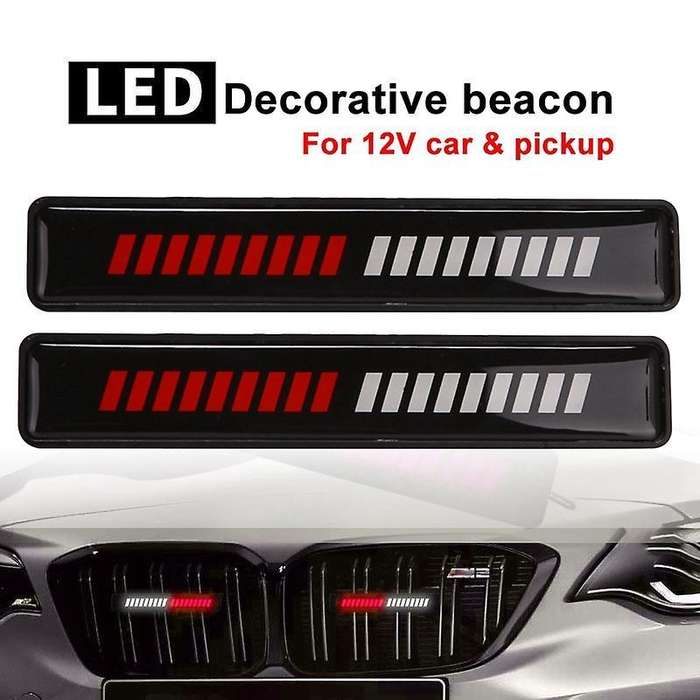 Pair Red + White Light Front Bumper Grilles Lights for Bmw Ford