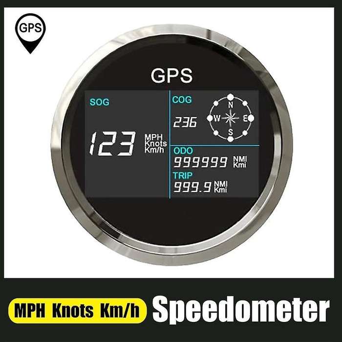 85mm Gps Speedometer with 7 Color Backlight Lcd Display Silver+black