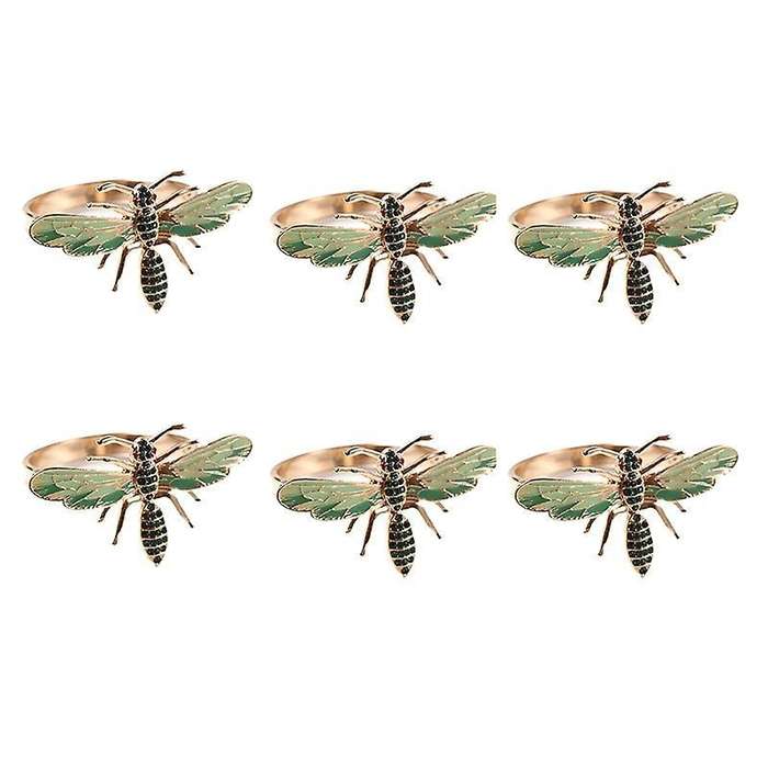 6pcs Napkin Buckle Alloy Green Insect Dragonfly Napkin Ring