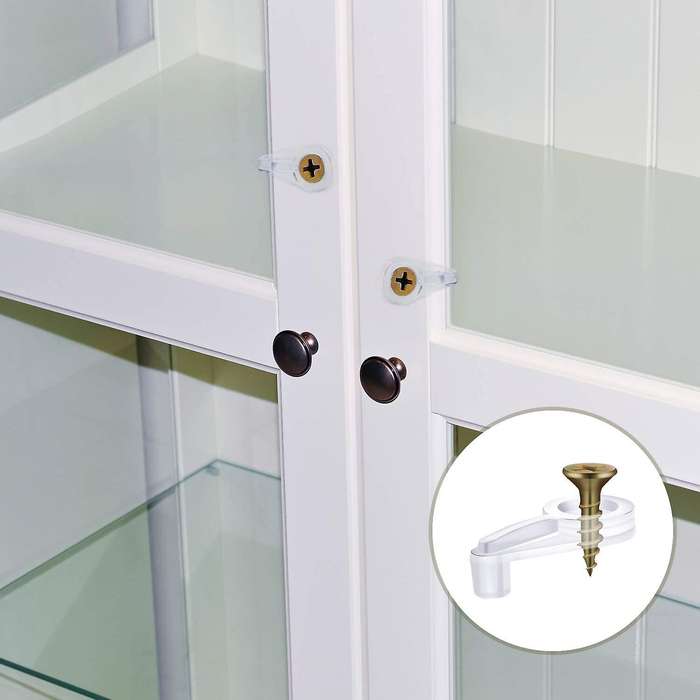 100 Pack Glass Retainer Clips Kit Cabinet Glass Clips(transparent )