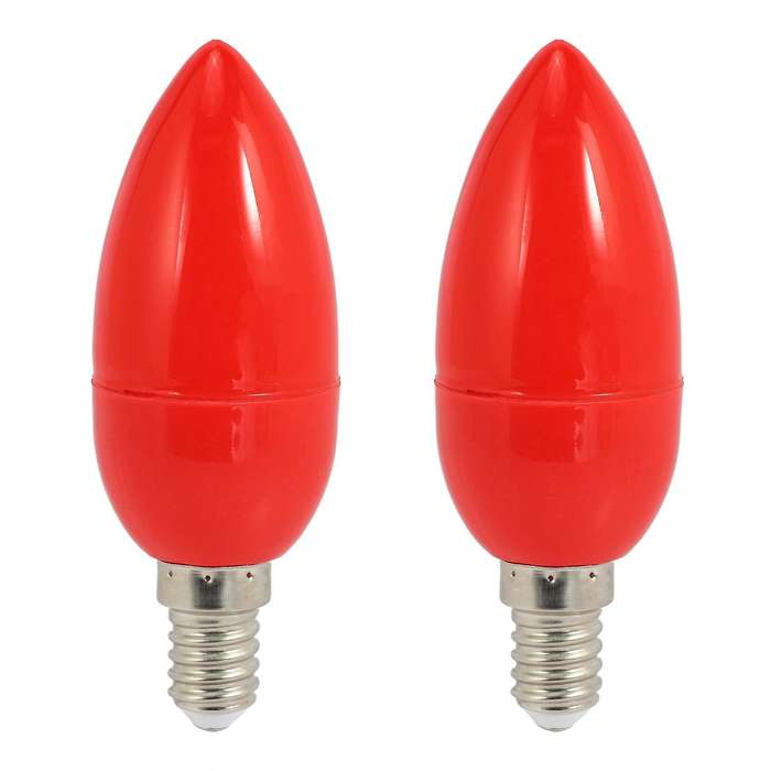 2x Led Candle Light Bulbs Red Fortune Lamp God Lights,e14