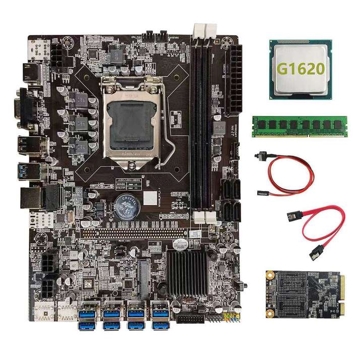 B75 Btc Mining Motherboard+g1620 Cpu+ddr3 4gb 1600mhz Ram+128g Ssd