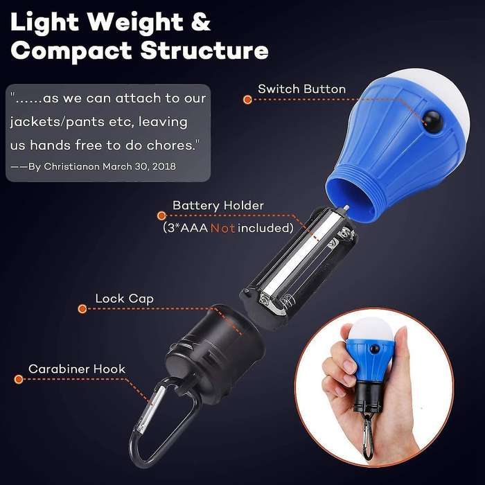 Compact Led Camping Light Bulbs with Clip Hook Tent Light 4color