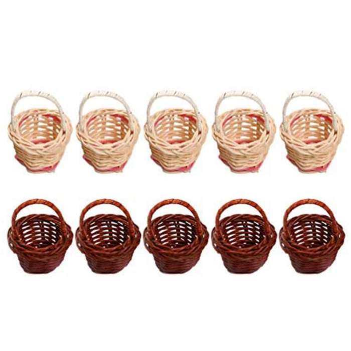 10pcs Basket Mini Woven Baskets with Handles Plant Pots Containers