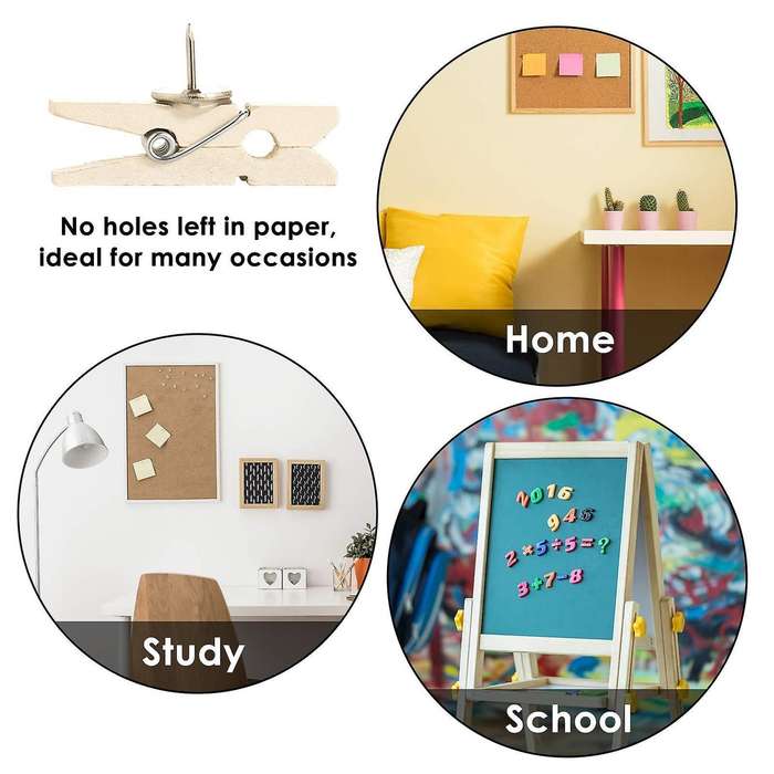 With Clips, 50pcs Thumbtacks Paper Clips for Cork Boards Notes