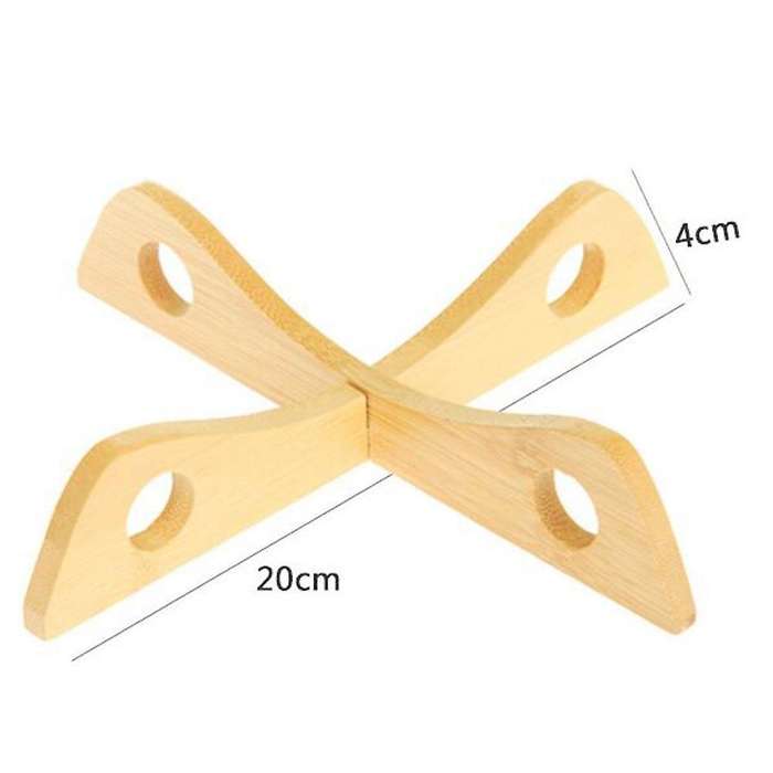 Bamboo Pot Rack Dish Holder Stand Organizer Kitchen Pot, Pack Of 6