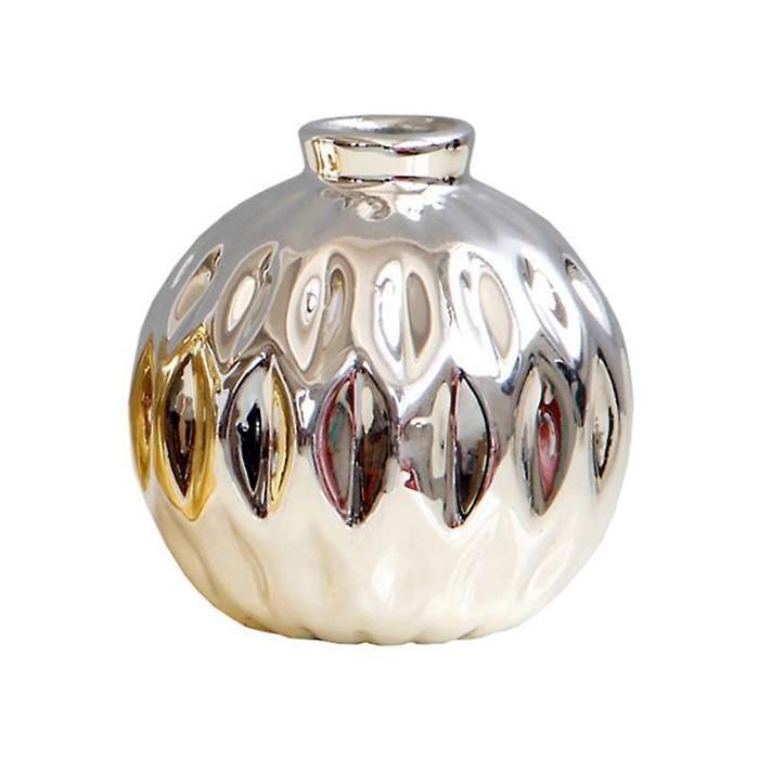 Small Vase Small Flower Embossed Fish Lip Pattern Crafts (silver)