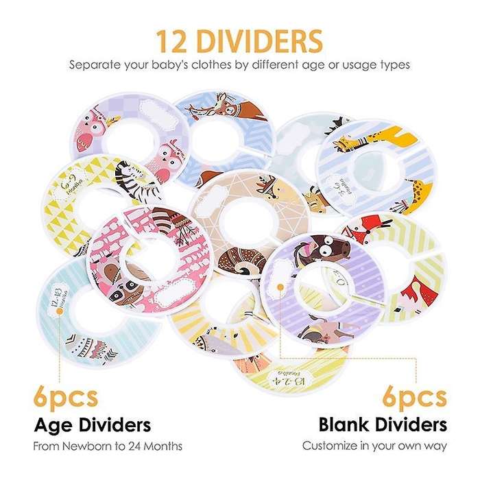 12pcs Round Flower Print Child Clothes Rack Size Dividers