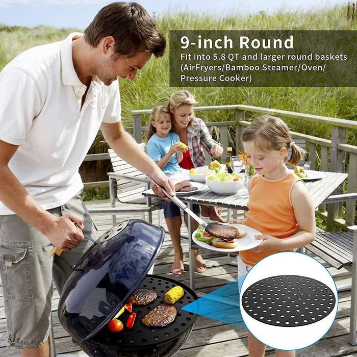 2pcs 9 Inch Silicone Air Fryer Liners for Ninja Gourmia Power Xl