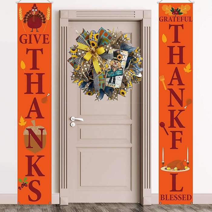 Harvest Festival Wreath Scarecrow Fall Pendant Decoration Wreath B
