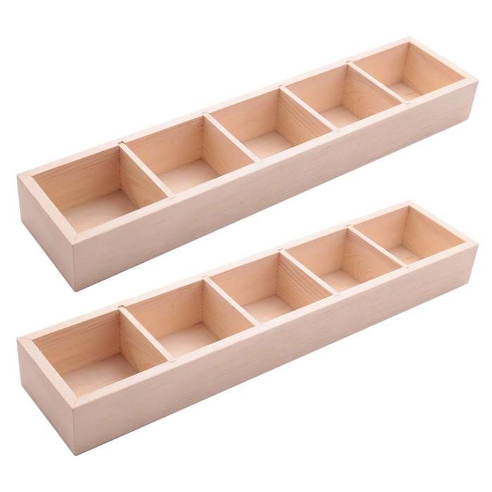2x Wooden Box Succulent Plant Flower Pot 5 Grid