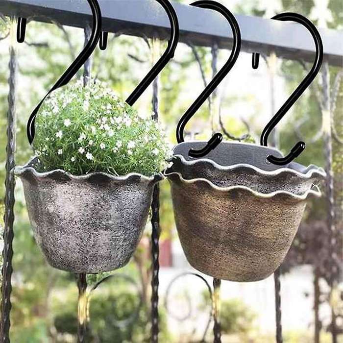 8 Pcs Large Vinyl Coated S Hooks 6 Inch, Steel Metal Closet Hook