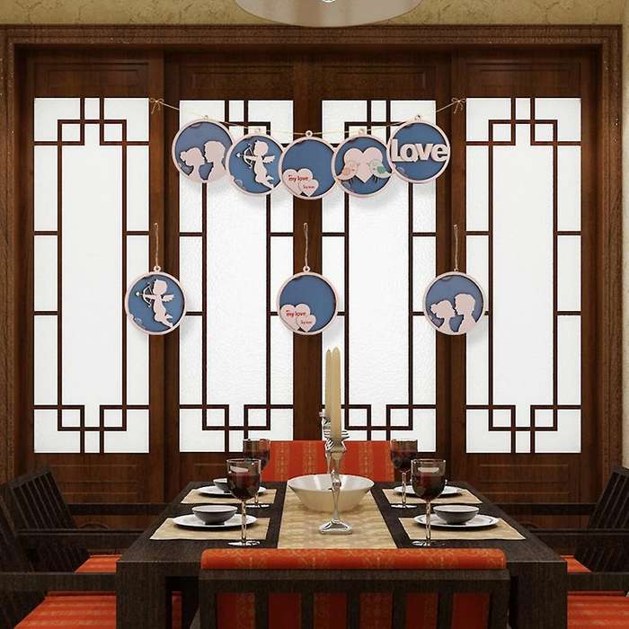 5pcs Handicraft Wooden Round Pendant Wood Crafts