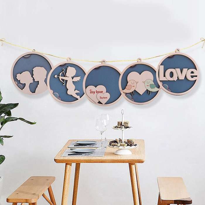 5pcs Handicraft Wooden Round Pendant Wood Crafts